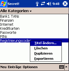 Screenshot record list