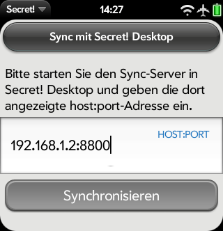 Synchronization screen