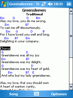 Screenshot of SongBook