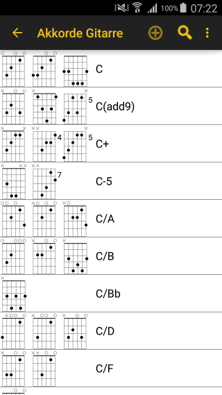 Chord List Screen